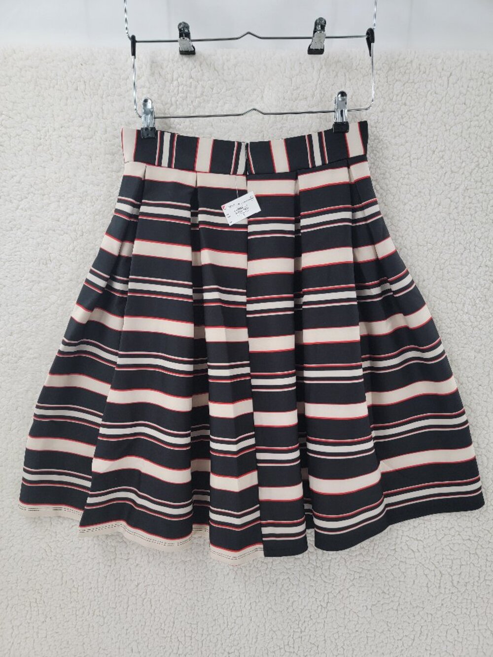 Faith and Joy Pleated A-Line Striped Midi Skirt Size Small